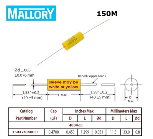 Mallory 150 47uf 400v - '150',, 5%