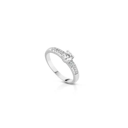 Anello solitario oro bianco - anello,
