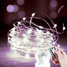 Luci di natale 100 micro led batteria 10 mt con telecomando esterno LUCE FREDDA