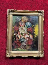 Dipinto natura Fiori in un Interno olio su tela metà 900