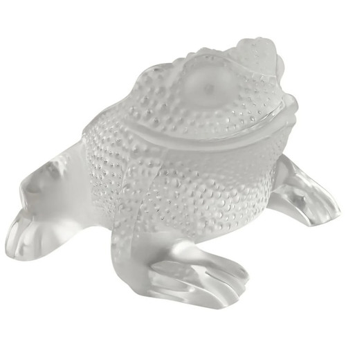 Lalique frosted clear frog - clear,