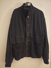 Giacca giubbotto sartoriale vera Pelle uomo Blu Renna Camoscio Nuovo