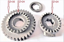 Gear for shaft set in motion