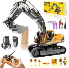 Escavatore Radiocomandato 3-In-1, Giocattolo RC Con 3 Teste in Metallo, Cabina R