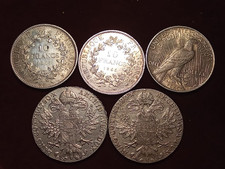 lotto di 5 monete in argento