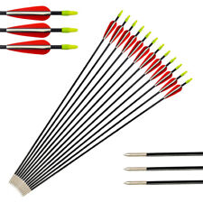 6/12x Frecce da Caccia in Vetroresina Arco Ricurvo Pratica Tiro con l'Arco Bersaglio Tiro Freccia