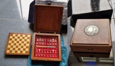 Scacchiera scacchi dama scatola giochi radica noce Argento 925 marca Valenti