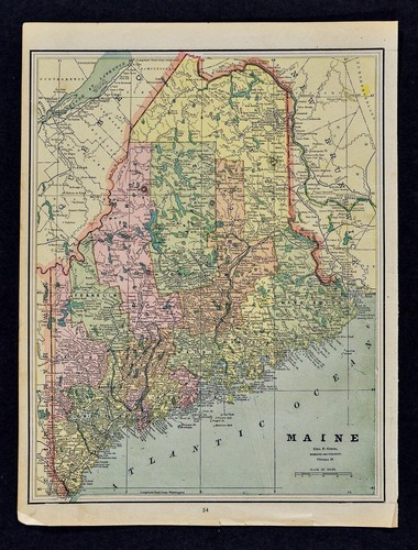 1892 cram map maine - c,