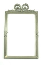 VECCHIA CORNICE LEGNO  SHABBY CHIC PORTA FOTO CORNICETTA CON FIOCCO 