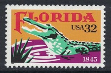 Scott 2950 - Florida Statehood, Alligator - MNH 32c 1995 - francobollo come nuovo mai usato