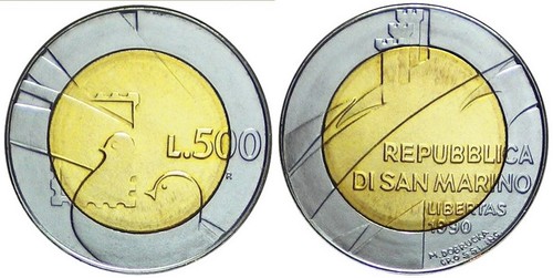1990 san marino 500 lire - 1990,