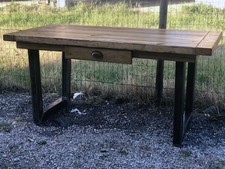 Tavolo INDUSTRIAL SHABBY VISSUTO TOP legno 170x80xh78cm gambe in ferro SU MISURA