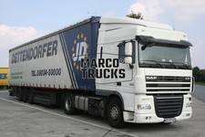 Truck photo DAF XF 105.460 tarpaulin trailer Germany white DETTENDORFER J #b4zp