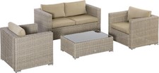 DecHome Set Mobili Giardino 4 Pz Rattan PE Salotto Esterno Kaki e Beige 211860
