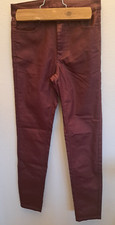 Calzedonia Jeans Donna Moto TG XS Rosso Cig SLIM Elasticizzato Cera Denim Bodycon Pantaloni