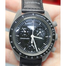 Unisex Moonswatch - the Moon Rotondo Orologio Casual Nero Sportivo 40mm