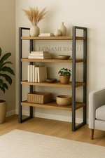 Scaffale in Legno Massiccio e Ferro 4 Ripiani – Design Artigianale Industriale