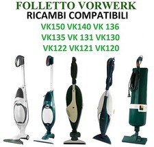 Ricambi Sacchetti FOLLETTO COMPATIBILI VK 120 121 122 130 131 135 136 140 150
