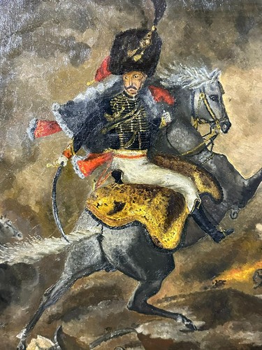 Dipinto olio cavaliere soldato
