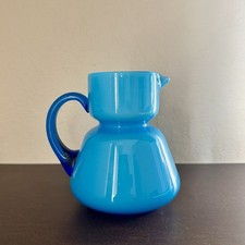 Brocca vintage Carlo Moretti Murano comodino vetro incassato blu 