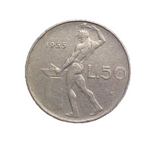 1955-R Italy 50 Lire KM# 95.1