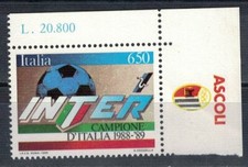 INTER SCUDETTO NUOVO ANGOLO DI FOGLIO CON APPENDICE ASCOLI ANNO 1989   