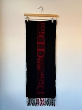 Sciarpa Christian Dior Unisex Nero Rosso Monogram Misto Lana Pre Owned