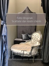 Panchetta Luigi XV panca dormeuse argento velluto grigio divanetto Barocco AL355