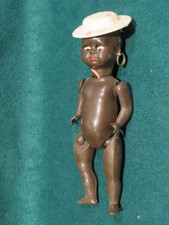 vecchia BAMBOLA SNODABILE CM MADE IN ITALY occhi movibili cappello nera vintage