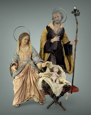 Sacra Famiglia Nativita' vestita Arte presepiale presepe Napooletano 40 cm