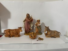 Lotto di 5 stuatuine presepe - FONTANINI - Nativita' Famiglia completa Bue asino