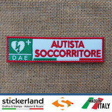 Toppa Toppe Patch AUTISTA SOCCORRITORE DAE su base bianco con velcro M+F