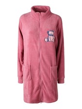 Kissimo Vestaglia donna orsacchiotto a zip intera in pile coral - rosa