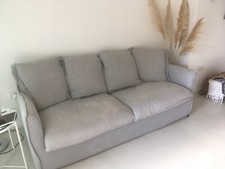 Divano Letto 2 Posti in Tessuto cotone - Grigio con 4 cuscini