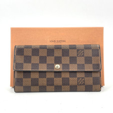 Portafoglio unisex originale LOUIS VUITTON Damier Ebene Sarah N61734 KB446