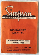 Simpson Operator's manual - Plate conductance tube tester Model 1000 - 1956