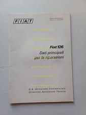 Fiat 126 1972 manuale officina caratteristiche tecniche dati riparazione