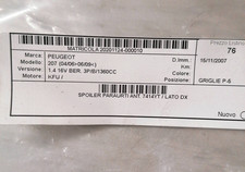 7414YT Spoiler paraurti ant.  PEUGEOT 207 1.6 16V Ber. 5p/b/1587cc