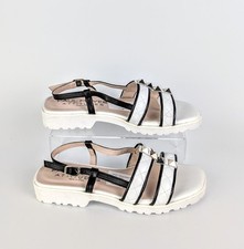 Sandali donna Paul Mayer Attitudes Proud bianco/nero in pelle con suola a strappo taglia 7B