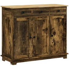 Credenza in legno di gomma ripiani regolabili sala da pranzo cucina armadio marrone