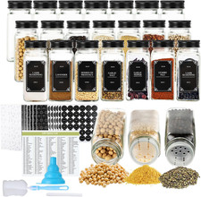 Set 24 Barattoli per Spezie – Contenitori in Vetro 120 Ml Con Coperchi E Dosator