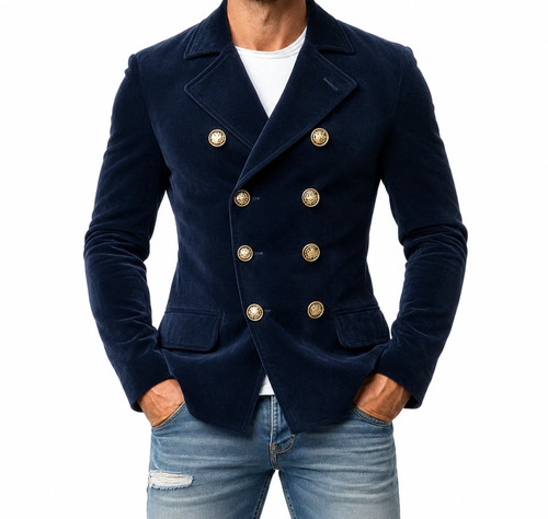 Blazer uomo blu navy - , pelle