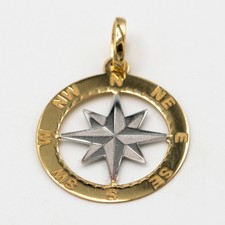 Ciondolo in oro giallo e bianco 18 kt " Rosa dei Venti" E.2920
