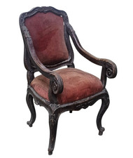 Antica Poltrona Luigi XV Italia Piemontese in Legno di Noce - Epoca Settecento