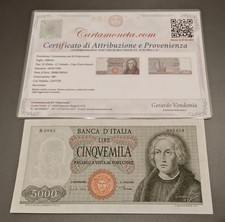 5000 LIRE COLOMBO 1° TIPO 04-01-1968 - CARTA BIANCA - R2 BB+ COME DA PERIZIA