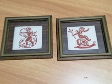 Quadretti Quadro ricamati a mano Punto Croce  vintage