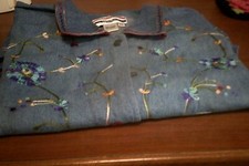 camicia ricamata di jeans  100% cotone oversize 3X country plus vintage leggi...