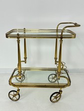 Carrello bar Mid-century in ottone e piani in vetro, anni '60