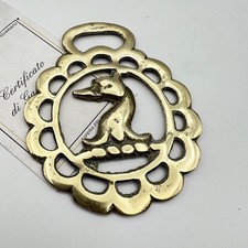 Antico fregio in ottone bronzo elemento decorativo Medaglione epoca Segnaposto