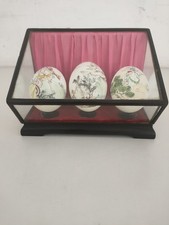 Teca di Vetro e Legno Contenente 3 Uova Anni '70
